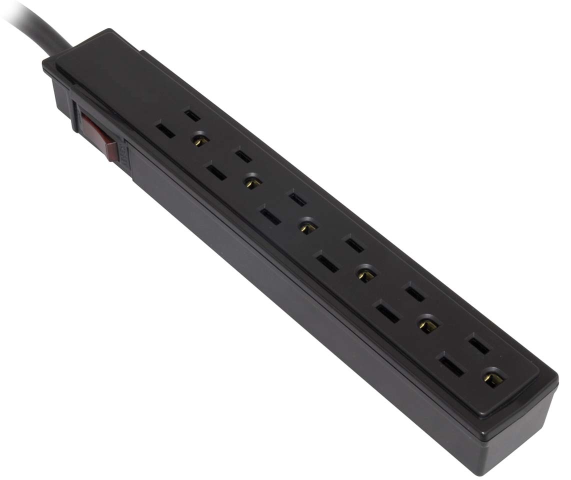 Inland SurgeGuard Basic 6 Outlet 201 Joules w/ 1.8 ft. Cord - Black