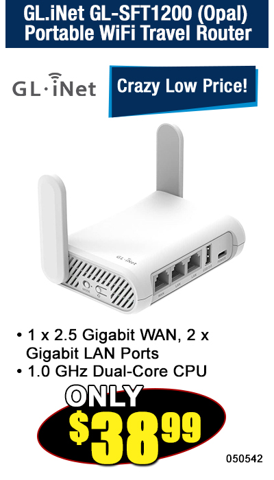 GL.iNet GL-SFT1200 (Opal) POrtable WiFi Travel Router