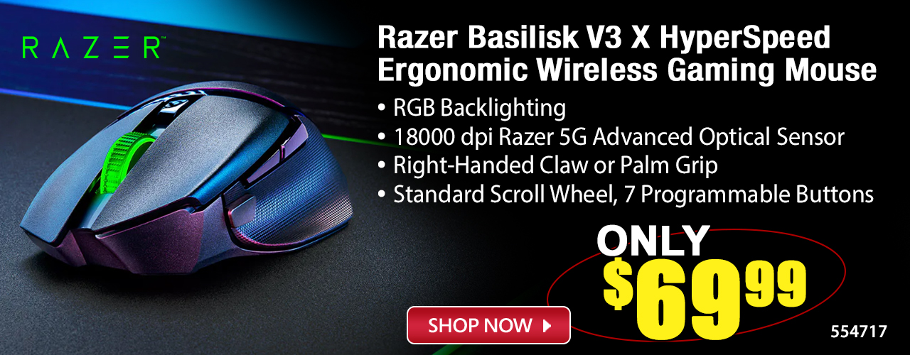 Razer Basilisk V3 X HyperSpeed Ergonomic Wireless Gaming Mouse - Shop Now