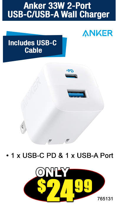 Anker 33W 2-Port USB-C/USB-A Wall Charger