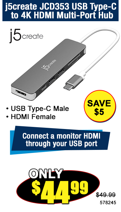 j5create JCD353 USB Type-C to 4K HDMI Multi-Port Hub