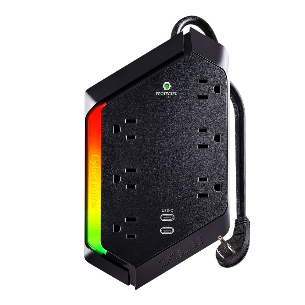 CyberPower Systems GXS604C2 RGB Surge Strip - Black