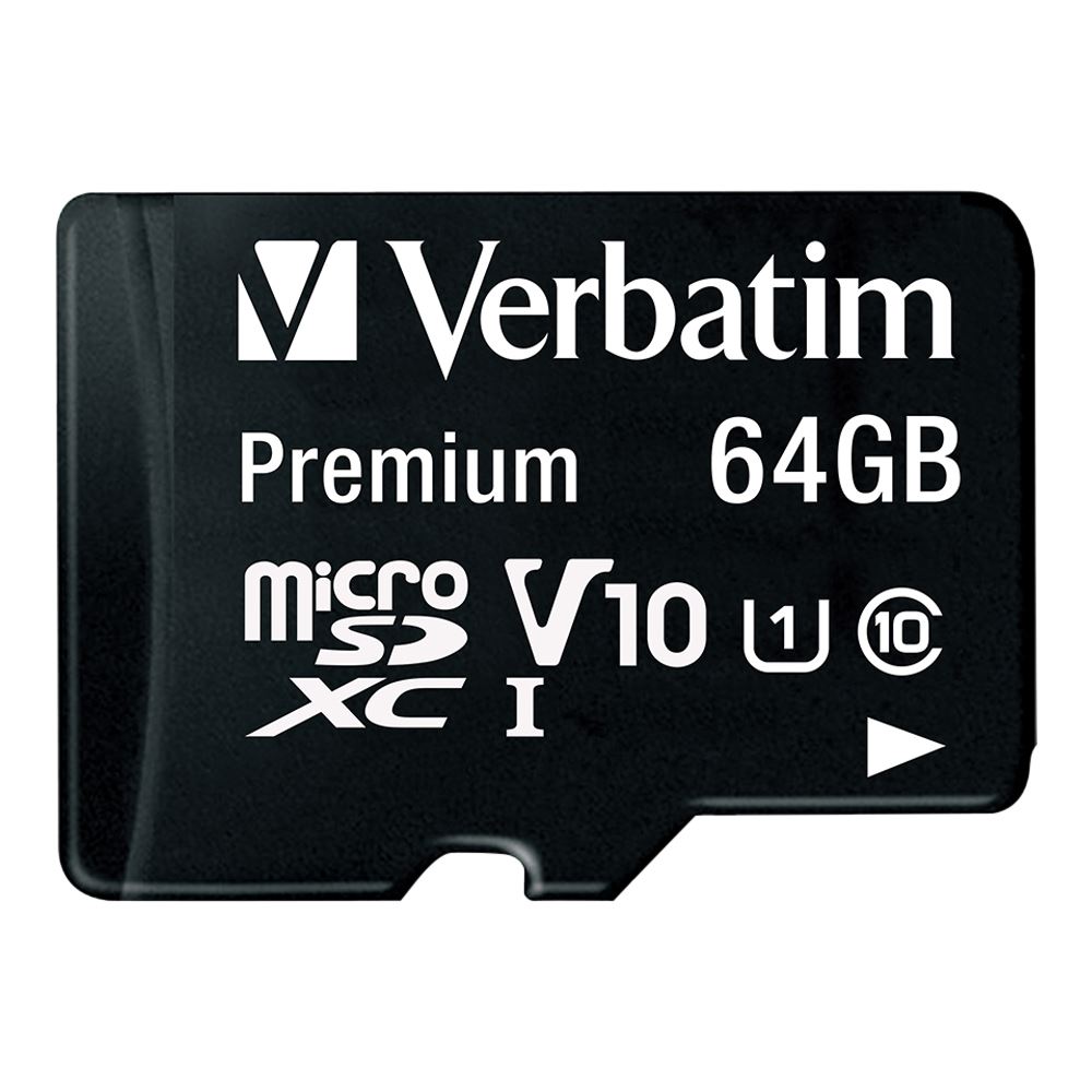 Verbatim 64GB Premium MicroSDXC Class 10 / UHS-1 Flash Memory Card with Adapter