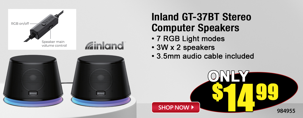 Inland GT-37BT Stereo Computer Speakers - Shop Now