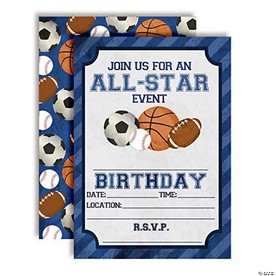 Blue All Star Sports Birthday Invitations 40pcs. by AmandaCreation