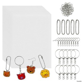 Wrapables DIY Arts & Crafts Heat Shrink Art Film Sheet Set, creates Earrings, Key Chains, and Charms (Set of 20)