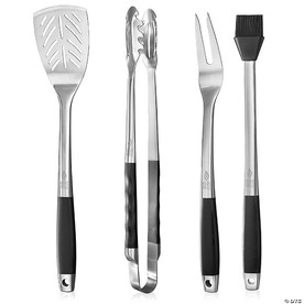 Pure Grill 4pc Stainless BBQ Grilling Utensil Tool Set, Heavy Duty Grill Accessories