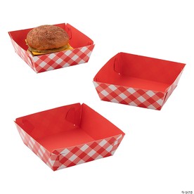 Red Gingham Hamburger Paper Trays- 12 Ct.
