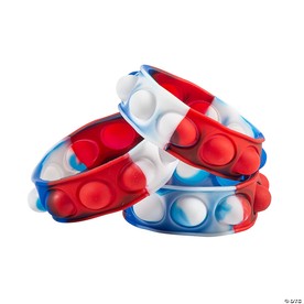 7 1/2" Patriotic Lotsa Pops Pop Fidget Toy Bracelets - 12 Pc.