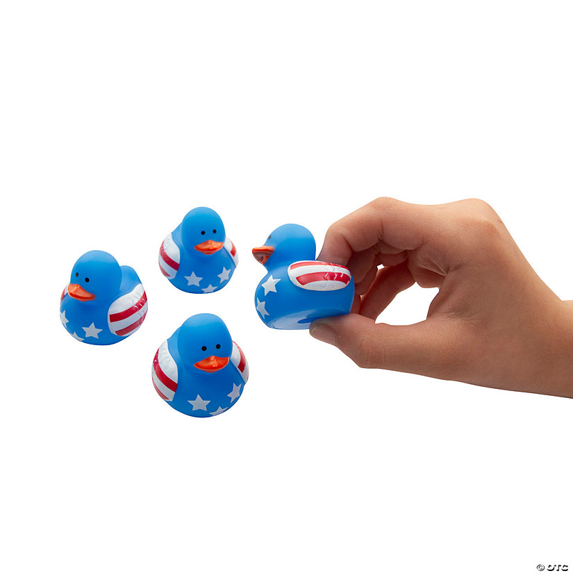 1 1/2" Mini Patriotic US Flag Stars & Stripes Rubber Ducks - 24 Pc.