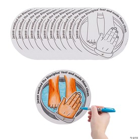 9" Color Your Own Jesus Washing Feet Cardstock Craft Kit - Makes 12