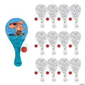6 1/2" x 9" Color Your Own Tropical Paddleball Games - 12 Pc.