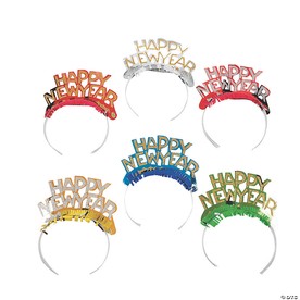 2 1/2" Bright Happy New Year Cardboard Tiaras Assortment - 24 Pc.