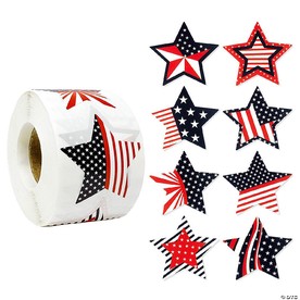Wrapables 1.5 inch Patriotic Stars American Flag Sticker Roll (500pcs)