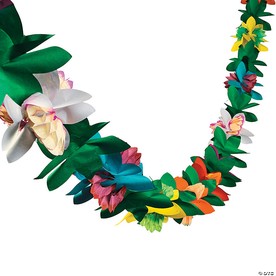 9 Ft. x 3" Colorful Tropical Flower Tissue Paper Garland