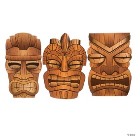 34" - 36" Jumbo Brown Tiki Mask Cardboard Cutouts - 3 Pc.