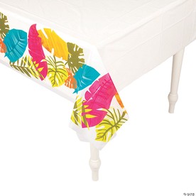 54" x 108" Tropical Leaf Printed Plastic Tablecloth