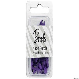 Brads 8mm x 15mm 50pc Solid Neon Purple