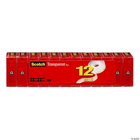 Scotch Transparent Tape, 3/4" x 1000", Pack of 12