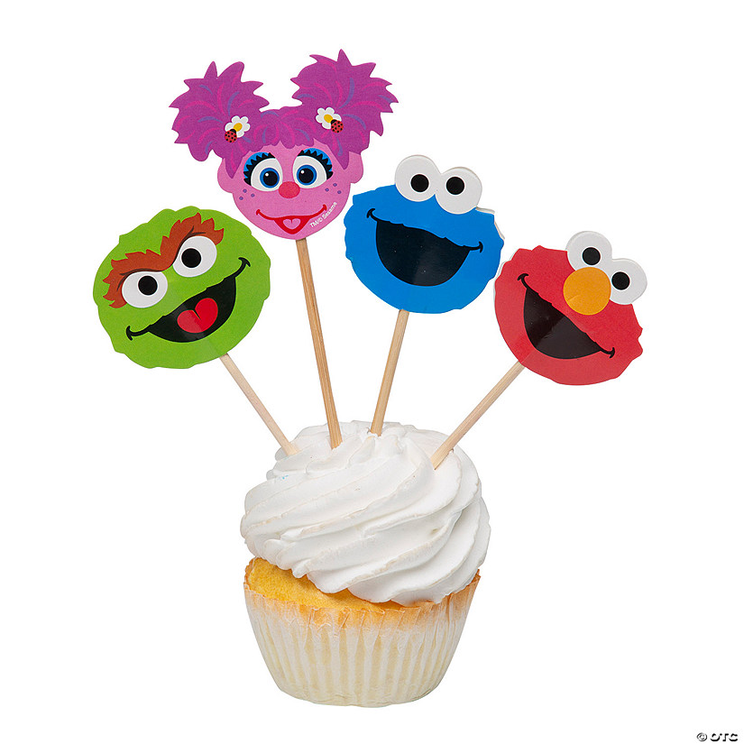 1 3/4" Sesame Street® Characters Cardstock Cupcake Picks - 24 Pc.