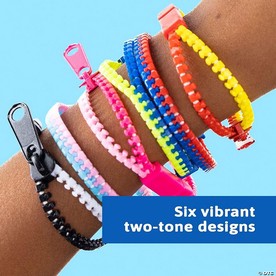 Studico Zip-Zip Hooray Fidget Bracelets for Kids, Multi-Colored Sensory Toys, Perfect for Kids Party Favors / 48 Pack