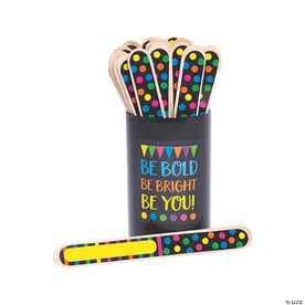 7" Flip Name Black & Bright Polka Dot  Wood Sticks with Cup - 36 Pc.
