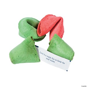 12 oz. Christmas Red & Green Wrapped Fortune Cookies - 50 Pc.