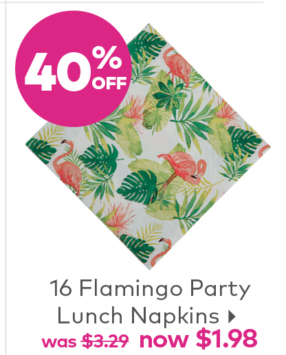 16 Flamingo Party Lunch Napkins Now $1.98