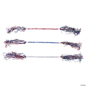 18" Patriotic Red, White & Blue Tinsel Plastic Batons - 6 Pc.
