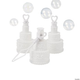 2 3/4" Mini Wedding Cake-Shaped Plastic Bubble Bottles – 24 Pc.