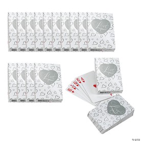 Unique Love Wedding Playing Cards - 48 Pc. with Silver Heart Design