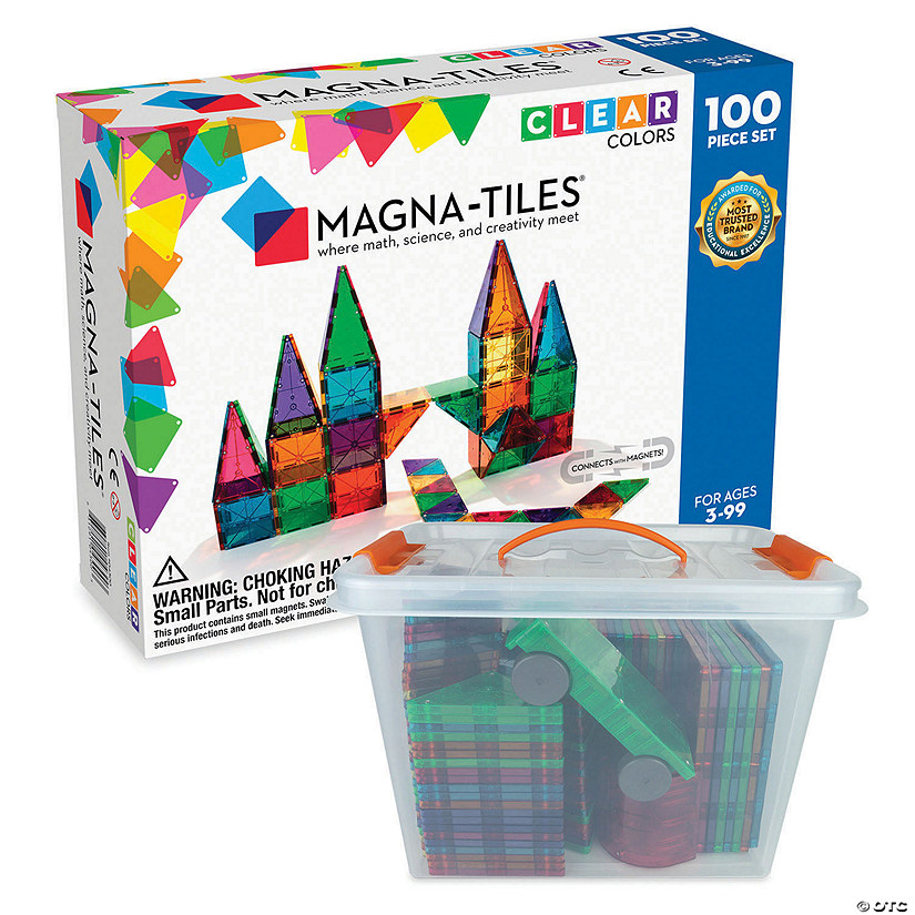MAGNA-TILES® Classic 100-Piece Magnetic Construction Set with FREE Storage Bin