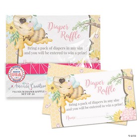 AmandaCreation Little Girl Honey Bee Diaper Raffle Tickets 20pc.
