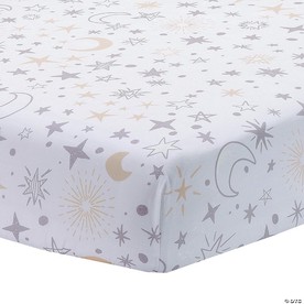 Lambs & Ivy Goodnight Moon 100% Cotton White Fitted Crib Sheet - Moon/Stars