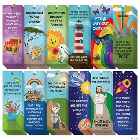 72 Pack Christian Bookmarks Bulk, Religious Scripture, 12 Bible Verse Quotes for Kids, 6 x 2 In