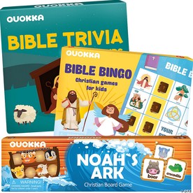 QUOKKA Bible Trivia Bible Bingo Noah's Ark 3xSet Bible Games for Kids 4-6
