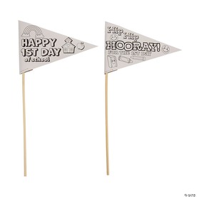 Color Your Own First Day of School Pennant Flags - 24 Pc.