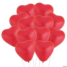 Bright Red Heart-Shaped 11" Latex Balloons - 24 Pc.