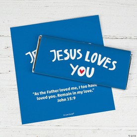 25ct Jesus Loves You Vacation Bible School Religious Candy Bar Wrappers DIY Party Favors (25 Wrappers)