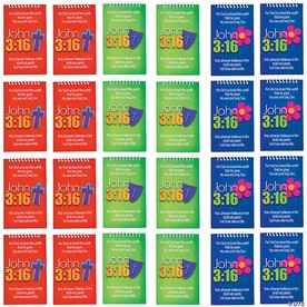 3 1/4" x 4" John 3:16 Bible Verse Paper Spiral Notepads - 24 Pc.
