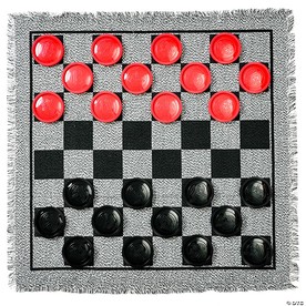Trimate: 3-In-1 Giant Checkers & Tic Tac Toe - Jumbo 25.6" Square Rug, Age 4+