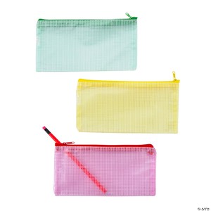 8 1/2" x 4 1/4" Small Mesh Zippered Vinyl Storage Bags - 12 Pc.