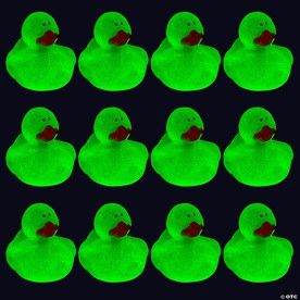 2" x 2" Glow-in-the-Dark Vinyl Rubber Ducks - 12 Pc.
