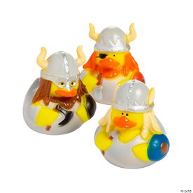 2 1/2" Viking Warrior Rubber Ducks in Armor & Shield Toys - 12 Pc.