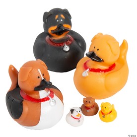 3/4" - 2" Micro & Regular Dog Rubber Duck Toys Assortment Kit - 36 Pc.