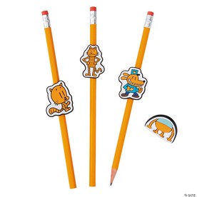 1 1/2" Dog Man™ Characters Rubber Pencil Charms - 24 Pc.