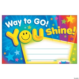 Way to Go! You Shine! Award Certificates - 30 Pc.
