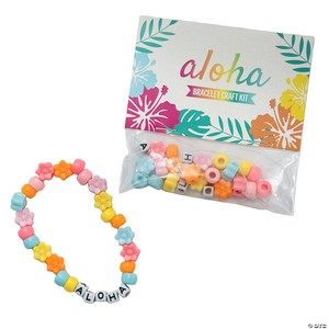 Luau Aloha Beaded Letter Bracelet Craft Kit - Makes 12