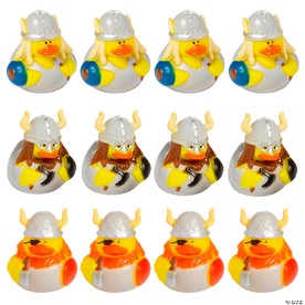 2 1/2" Viking Warrior Rubber Ducks in Armor & Shield Toys - 12 Pc.