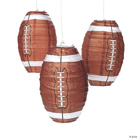 6 1/2" Football Hanging Paper Lanterns - 3 Pc.